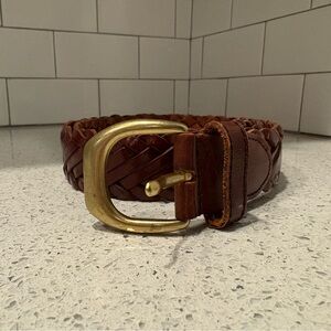 The Limited Braided Leather Belt with Gold Buckle